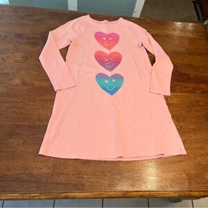 Tea Collection peach color 3 heart emoji dress size 12 100% cotton